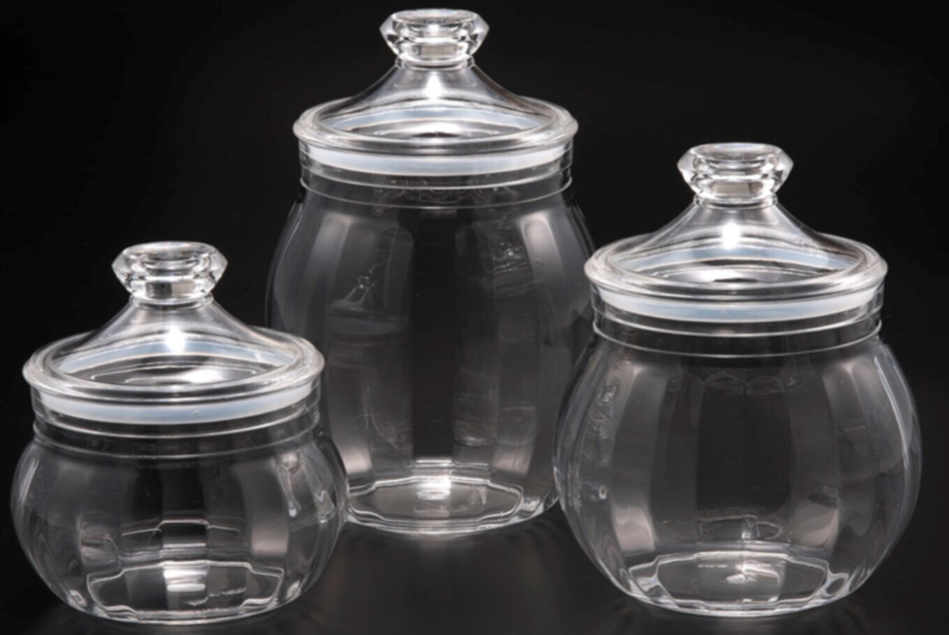VAGUE | Acrylic Belly Round Transparent Jar L | 02-707