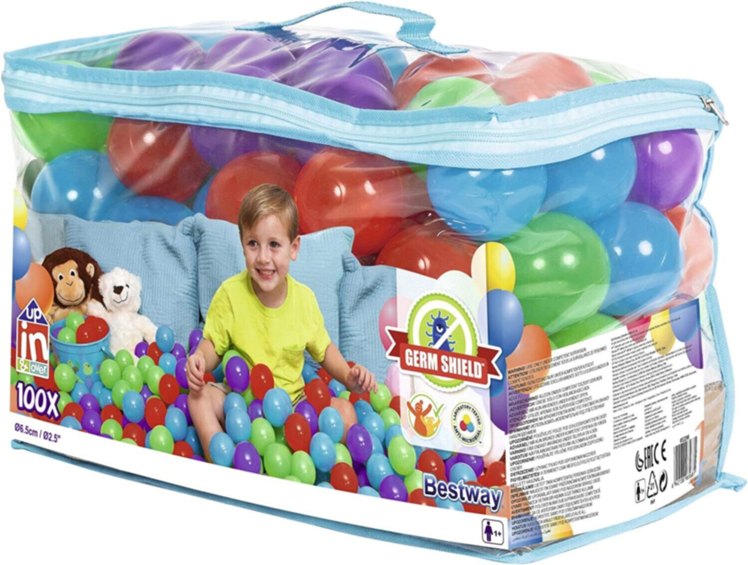 BESTWAY | Antimicrobial 100 Play Balls With Germshield 2.5"/6.5cm Inflatable | BES115TOY00056