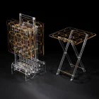 VAGUE | Acrylic 4 Square Coffee Tables with Stand Set Circles Golden Printing 40*H50 cm / 8mm | 02-1098