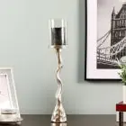 DANUBE | Arianna Twisted Pillar Candle Holder 10x10x58 cm- Silver | 290104600811