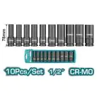 TOTAL | 10PCS 1/2" Deep Impact Socket Set | THKISD12102L
