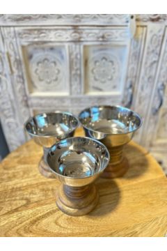 NAQSH GALLERY | Wooden Stand With Metal Bowls | 10000045