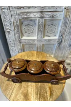 NAQSH GALLERY | 3 Mini Bowls On A Tray With Wheels. | 10000166