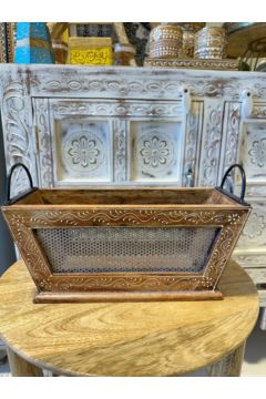 NAQSH GALLERY | Small Wooden Hand-Drawn Basket | 10000264