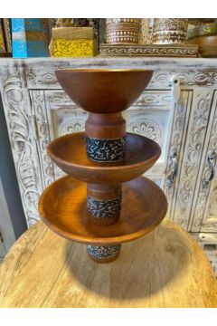 NAQSH GALLERY | 3 Cake Stands Dark Brown | 10000361