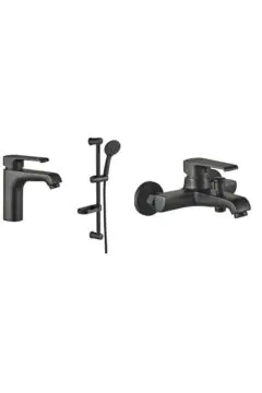 MILANO | Time 3 Pcs Set Of Basin Mixer, Shower Mixer & Shower Kit-Matt Black | 140100600177