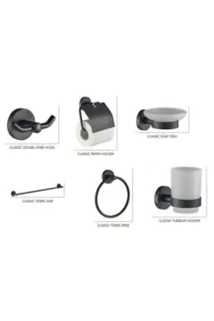 MILANO | Classic Bathroom Accs 1600 - 6 Pcs Gift Set Matt Black | 140400501039