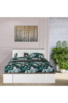DANUBE | Thomas 180X200 King Bed - White / Walnut | 810100200195