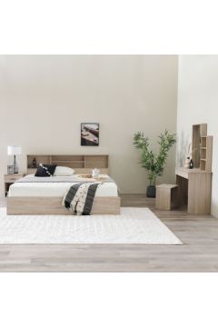 DANUBE | Gamorah 180X200 King Bed Set + Dresser And Stool - Sonoma Oak | 810101700097