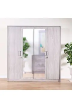 DANUBE | Torino 4 Door Wardrobe - Grey Oak / Silver Line | 810101700099
