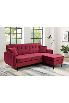 DANUBE | Axel 3-Seater Fabric Corner Sofa Red | 810302800479