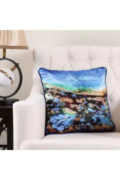 DANUBE | Fantasy Foil Print Nature Cushion 45X45cm Blu/Blk - HOL-F-2005 | 811500115678