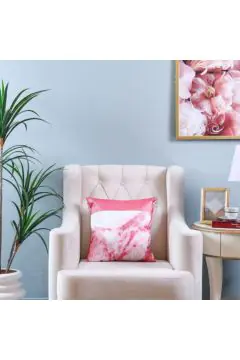 DANUBE | Gala Foil Print Cushion Ecru/Rose Gold 45X45 cm-K-184 | 811500116067