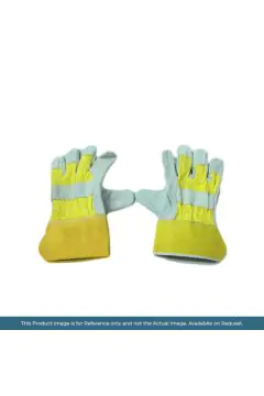 Hand Gloves Leather Yellow Grey