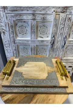 NAQSH GALLERY | Tray Set With Arabic Letters In White | 10000329