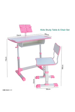 Kids Study Table & Chair Set Pink | 543-1-1