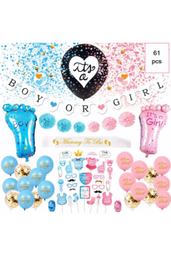 Gender Reveal B Party Decoration  Boy or Girl 61Pcs | MGS-076