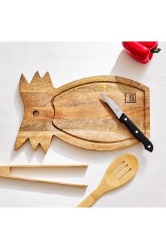 HOMEBOX | Pineapple Shaped Wooden Chopping Board - 30x19x1 cm | 163446720