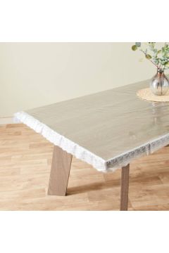 HOMEBOX | Crystallo Transparent Table Cover with Lace Border - 274x178 cm | 164561574