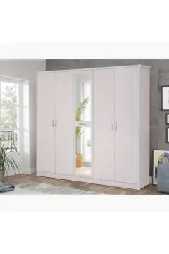 HOMEBOX | Valencia 5-Door Wardrobe with Mirror | 164893540