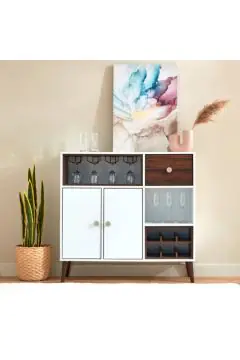 HOMEBOX | Natalia 2-Door Bar Cabinet with 3 Shelves and Drawer | 164931472