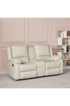 HOMEBOX | Larson 2-Seater Leather-Look Fabric Recliner Sofa with Console | 164996387