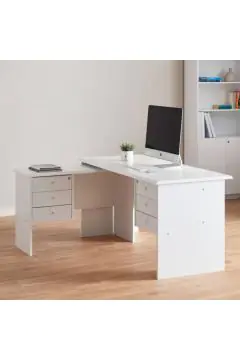 HOMEBOX | Lisbon Corner Office Desk with 6 Drawers | 165255659