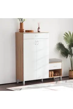 HOMEBOX | Capri 15-Pair Shoe Cabinet with Bench and Cushion | 165270534