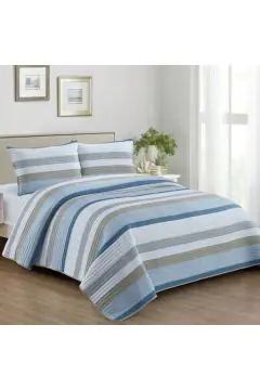 HOMEBOX | Dolores Josie-3-Piece Pre-Washed Micro Twin Quilt Bedspread Set - 160x230 cm | 165311848