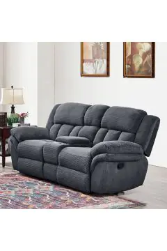 HOMEBOX | Stanford 2-Seater Fabric Recliner with Console and 2 Cup Holders | 165400613