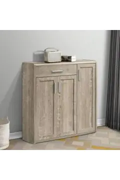 HOMEBOX | Curvy 20-Pair Shoe Cabinet with 3 Doors and 1 Drawer | 165552832