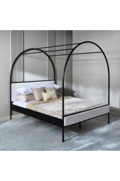HOMEBOX | Marwell Abby Queen Canopy Metal Upholstered Bed - 160x200 cm | 166311663