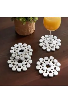 HOMEBOX | Woodlux 4-Piece Coaster Set - 10 cm | 166313319