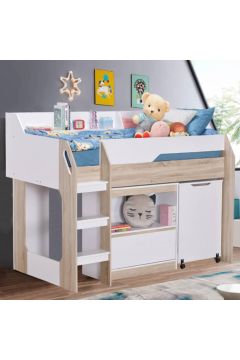 HOMEBOX | Kulltorp Avian Mid Sleeper Single Bed with Study Desk and Storage - 90x190 cm | 166385609