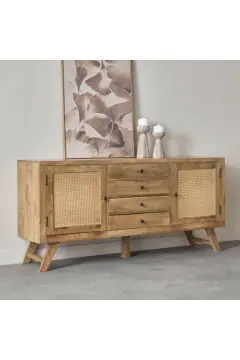 HOMEBOX | Kinston 4-Drawer Solid Wood Sideboard Buffet with 2 Doors | 166502370
