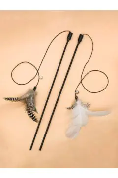 Teaser Stick With Pearl & Feather - Black
