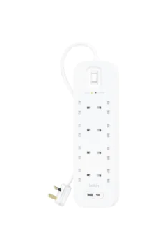 BELKIN | 8-Outlet Surge Protector 18W, Usb-A & Usb-C Ports, 2M Cord | SRB003ar2M