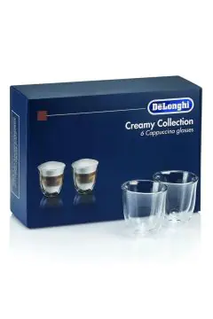 DELONGHI | Creamy Collection Double Walled Thermo Cappuccino Glasses |  Set of 6 Clear | TE0186987