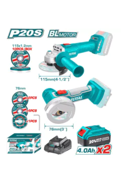 TOTAL | 20V Angle Grinder And Cut-Off Tool 2Pcs