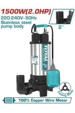 TOTAL | Inox Sewage Water Submersile Pump with Cutting Blade 1.500W | TWP7150026