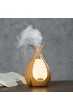 Light Walnut 200Ml Aroma Diffuser With 7 Led Lights And Uk Plug Adaptor For A Natural Touch | YD-033