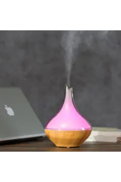 Light Walnut 200Ml Aroma Diffuser With 7 Led Lights And Uk Plug Adaptor For A Natural Vibe | YD-037