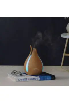 Light Walnut 200Ml Aroma Diffuser With 7 Led Lights And Uk Plug Adaptor For A Warm Aesthetic | YD-039