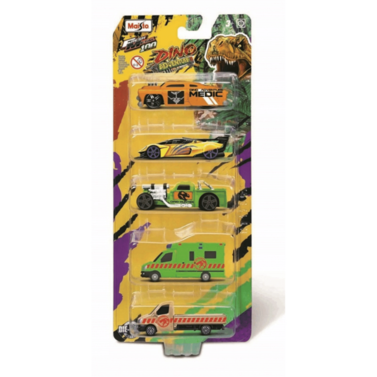 MAISTO | Dino Adventures 3" Vehicles Toy 5 Pack | MAI115TOY00694