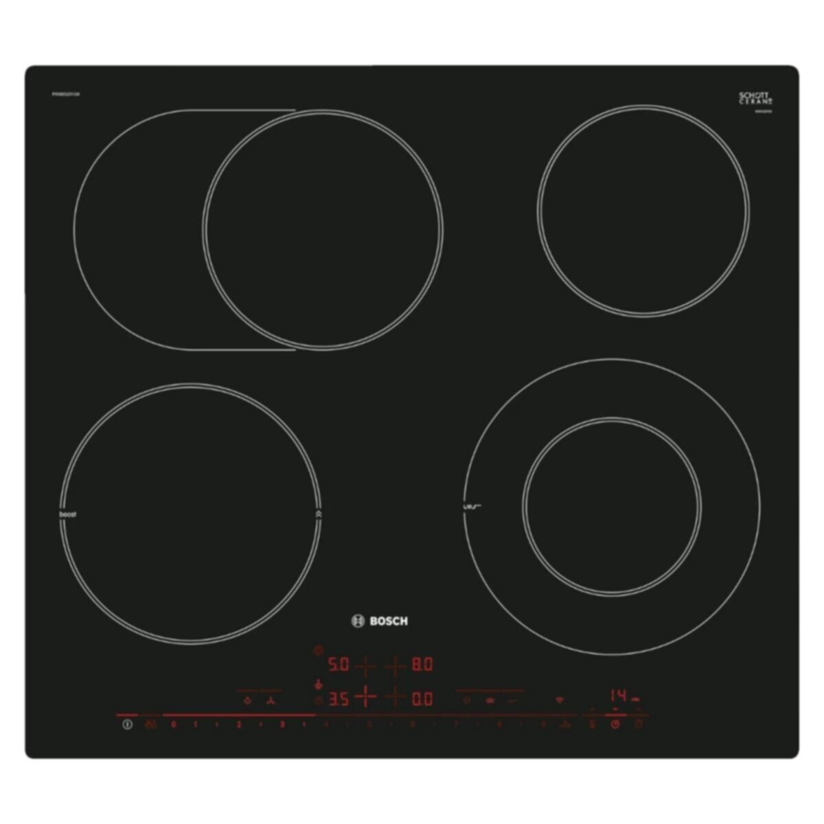 BOSCH | Serie 8 Home Connect Electric Hob 60cm Black Flush Mount | PKN601DV1M