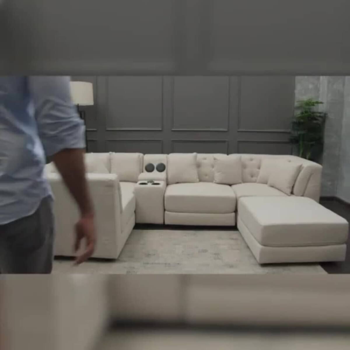 HOMEBOX | Emotion 1-Seater Fabric Corner Sofa with 2 Cushions | 163910791