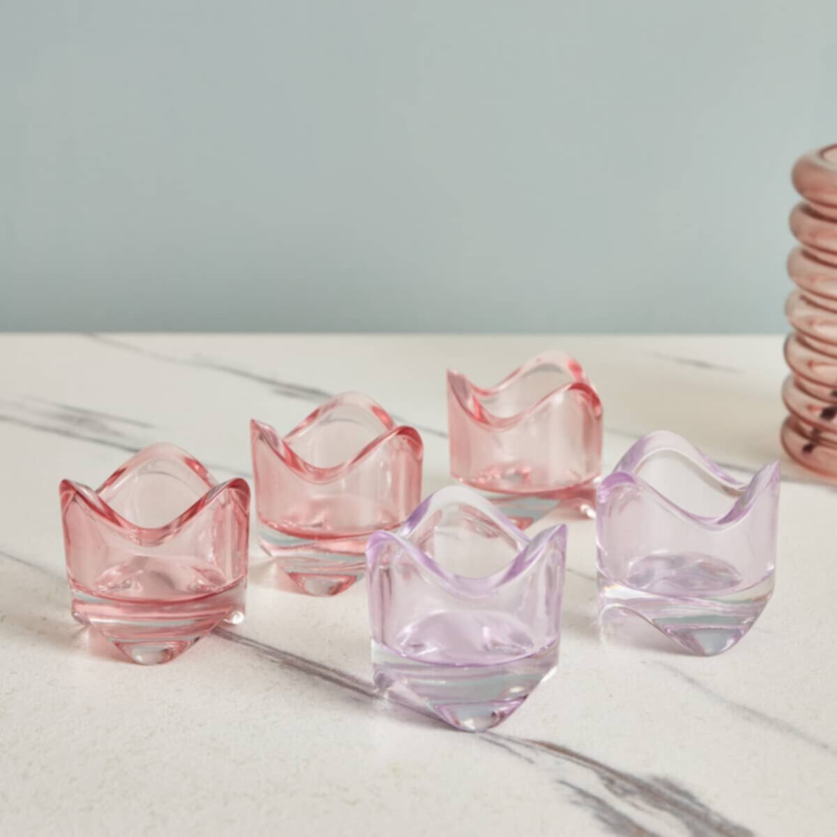 HOMEBOX | Auric Sprayed Glass Tealight Candleholder - Set of 5 | 164507178