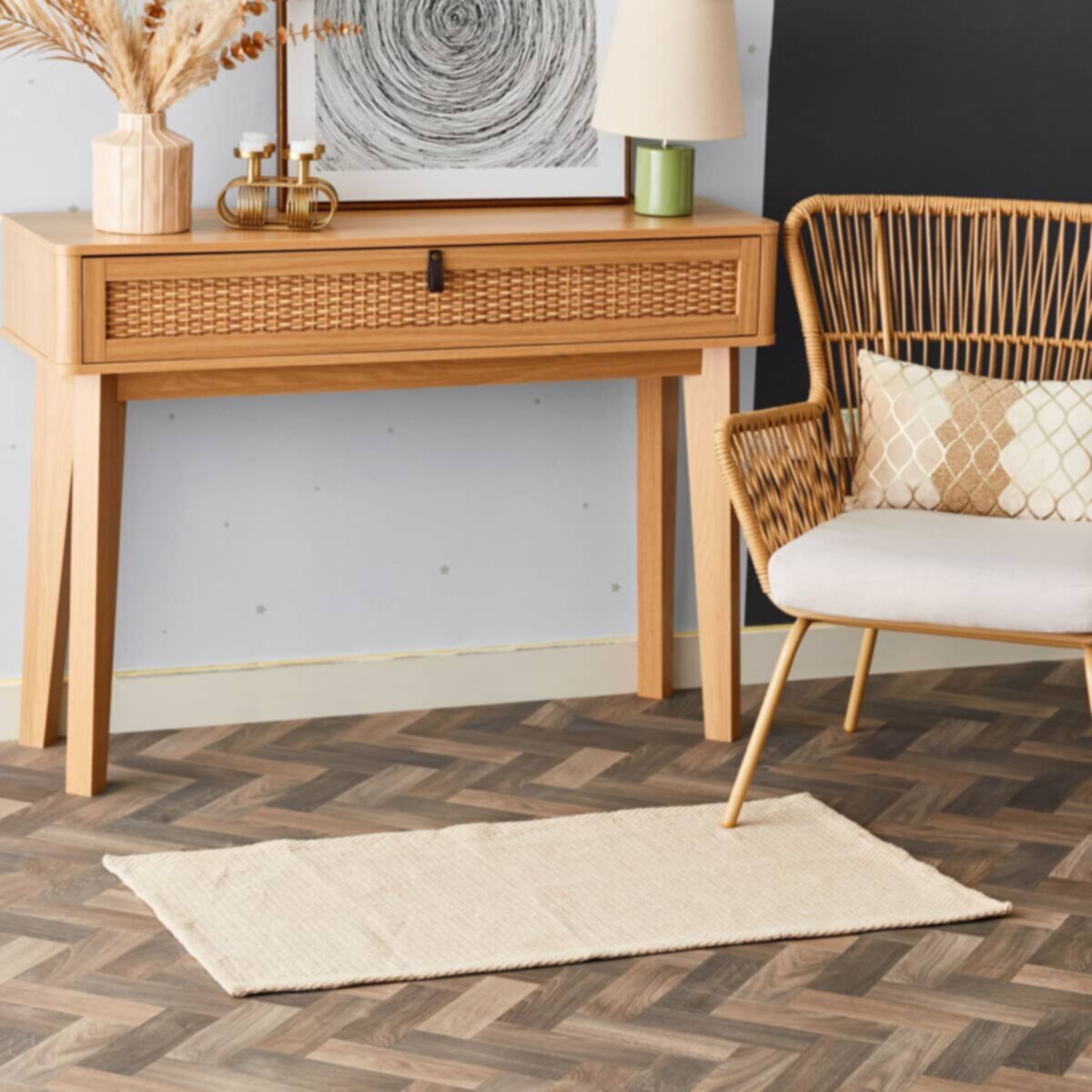 HOMEBOX | Textura Natural Jute Cotton Dhurrie - 60x120 cm | 164760362