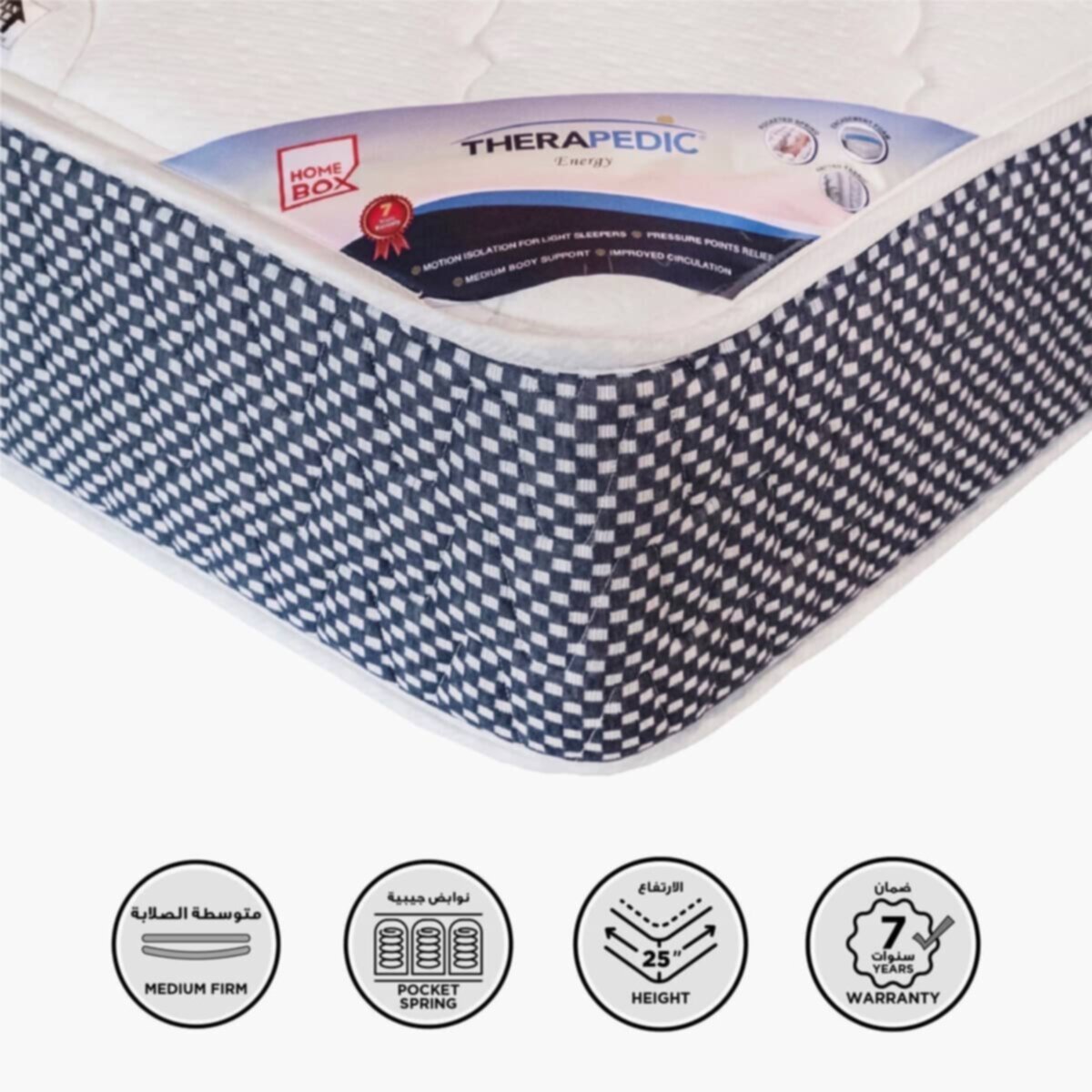 HOMEBOX | iTherapedic Energy Single Pocket Spring Mattress - 90x200x25 cm | 164812692