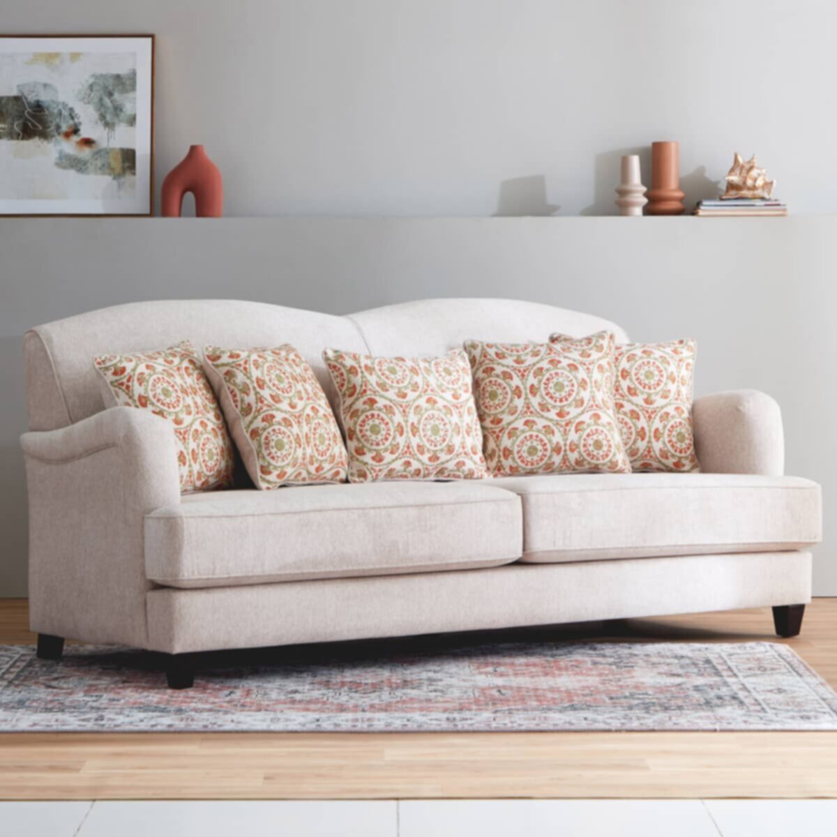 HOMEBOX | Pitsburg 3-Seater Fabric Sofa with 5 Cushions | 165337754